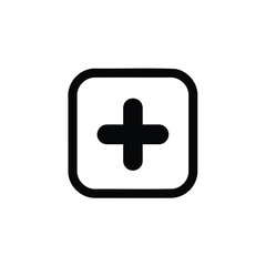 Fototapeta premium Black and White Plus Sign within Rounded Square Icon A Simple Vector Graphic for Medical and Mathematical Concepts