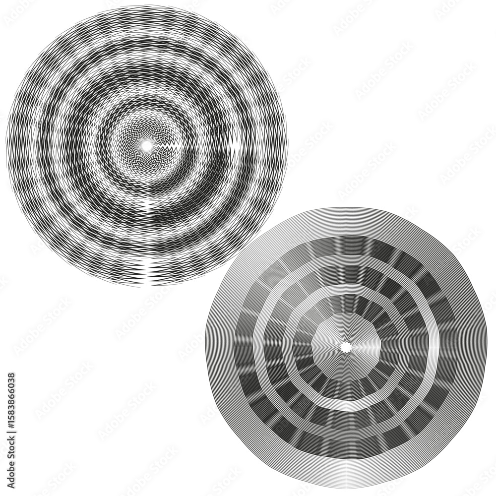 Aufkleber circular pattern set. shaded ring shapes. geometric texture elements. vector abstract designs.
