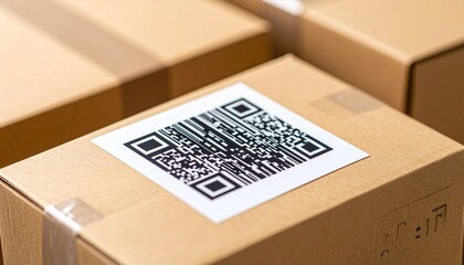Cardboard Boxes with QR Code Labels Modern Packaging and Logistics