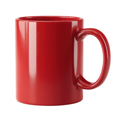 A realistic red coffee mug minimal ceramic style no label isolated on a transparent background