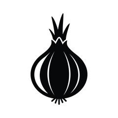 Onion Silhouette Simple Vegetable Icon for Culinary and Agricultural Designs with Black and White Aesthetic