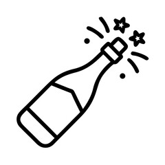 Champagne bottle popping with stars for festive celebrations  