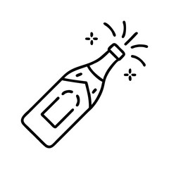 Champagne bottle exploding with sparkles, concept of icon, vector, housewarming  