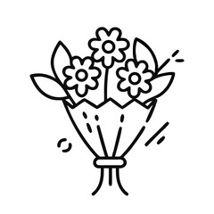 Line art illustration of a bouquet of flowers for housewarming gift  