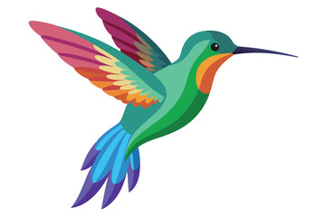 Colorful Illustration of a Hummingbird in Flight A Vibrant Display of Nature