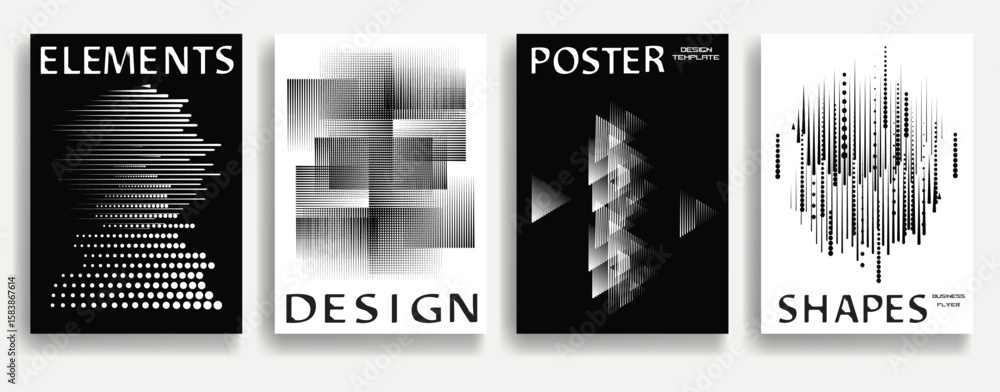 Poster modern posters with speed lines. vector design composition with various geometric shapes . abstract 