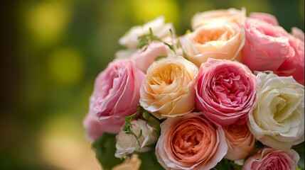 Naklejka premium Detailed view of a fragrant rose bouquet taken outdoors