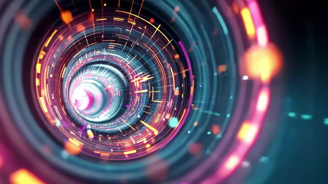 Abstract swirling lights create a mesmerizing tunnel effect in vibrant colors that captivate the viewer's attention and ignite the imagination