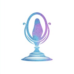 A stylized, pastel-toned vanity mirror