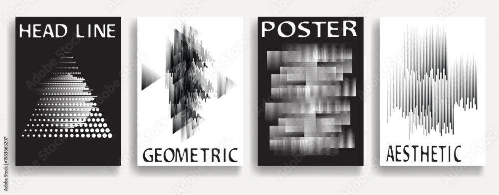 Poster modern posters with speed lines. vector design composition with various geometric shapes . abstract 