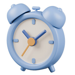 Classic alarm clock icon 3d rendering, time, wake-up schedule.
