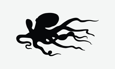 Octopus Silhouette Bundle, Hand drawn lettering phrase isolated on white background, posters, cards.