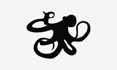 Naklejka premium Octopus Silhouette Bundle, Handmade calligraphy vector illustration, bags, stationary as a poster.