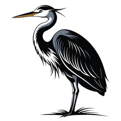 Obraz premium Elegant Great Blue Heron Vector Illustration Bird Standing Tall in a Striking Visual Design