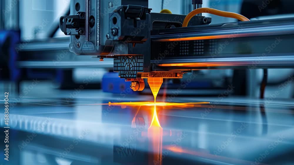 Poster precision 3d printing process in a modern workshop showcasing intricate details and advanced technol