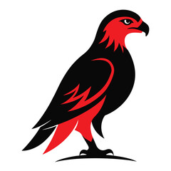 Stylized Red and Black Eagle Illustration Powerful Bird of Prey Elegant Design