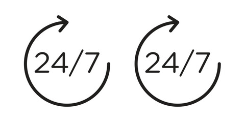 24 7 icon vector illustration on a transparent background.