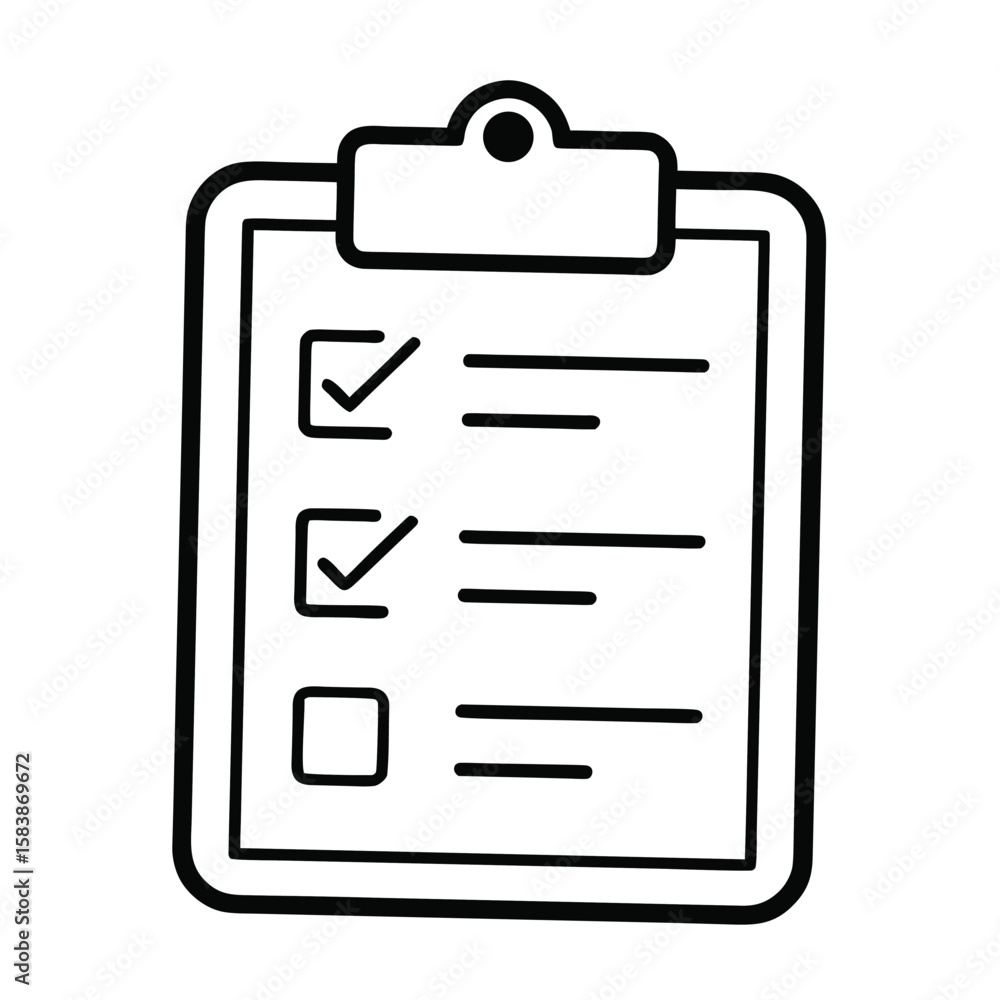 Poster checklist icon on clipboard with completed and incomplete tasks