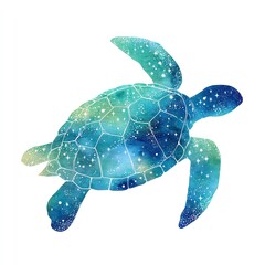 Watercolor turtle, starry design