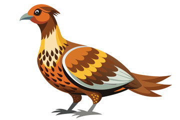 Cartoon Illustration of a Partidge Bird with Brown, Orange, and Yellow Plumage