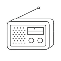 Line art illustration of a classic portable radio  