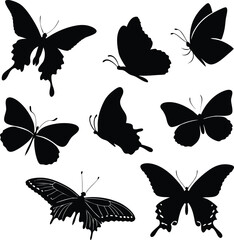 Fototapeta premium Set of Butterfly Silhouettes – Vector Collection of Flying Butterflies