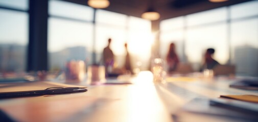 The focused workspace capturing teamwork in a vibrant business meeting atmosphere.