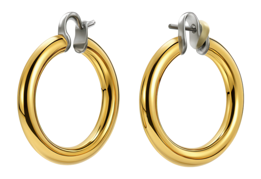 Gold hoop earrings with a smooth polished finish