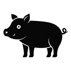 Obraz premium Black pig silhouette vector icon
