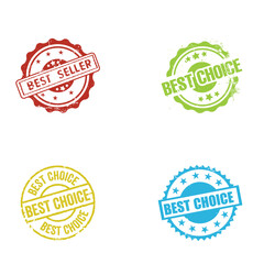 Best Seller and Best Choice grunge rubber stamp set. Vintage seal and badge collection for promotion.