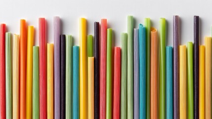 Variety of cocktail straws laid out on a white backdrop