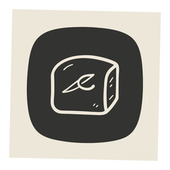 Obraz premium Hand Drawn Soap Bar Icon on Rounded Square Background