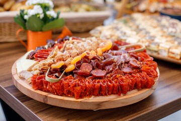 Delicious charcuterie platter with assorted meats and cheeses