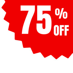 Seventy five percent off sale tag graphic element