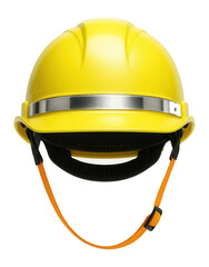 High-visibility construction helmet with reflective crown band and rain gutter