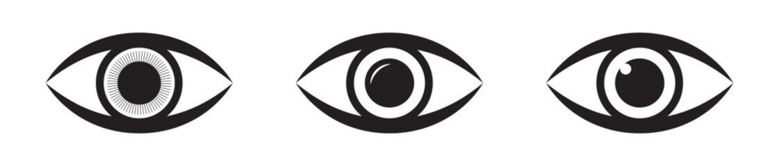 Vision eye icon. Human eyeball set.