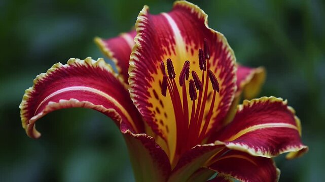 close up of striking gloriosa lily in bloom with vivid flame like petals curled dramatically  ideal for exotic plant collections  tropical beauty features or rare floral photography themes
