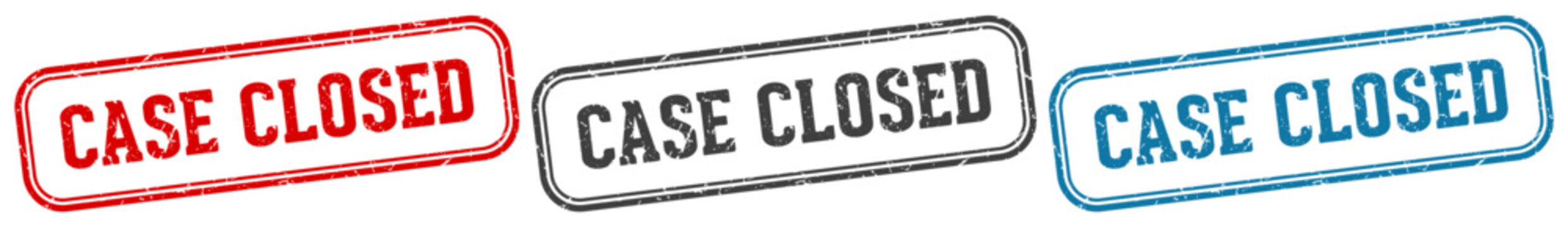 case closed stamp. case closed rectangular stamp set isolated on white background