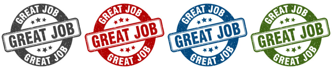 great job stamp. great job round stamp set isolated on white background