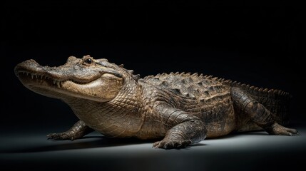 Naklejka premium Alligator in dramatic studio lighting