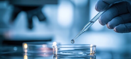 The precision of a scientist using a pipette in a laboratory setting.