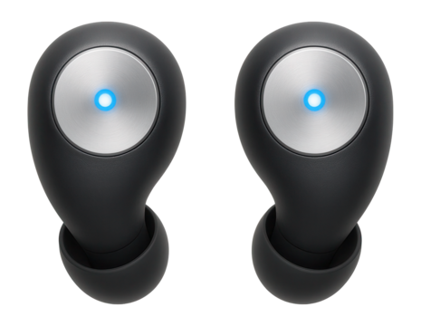 Wireless TWS earbuds designed with a minimalist form factor and smooth curves