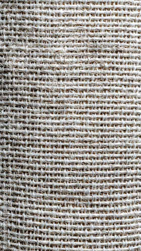 Poster white linen fabric texture close up with soft natural fibers and empty space for design or text over