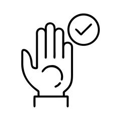 Hand raised with check mark symbol representing Human Rights Day justice  