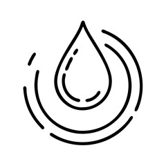 Water droplet icon with circular lines representing clean water concept  