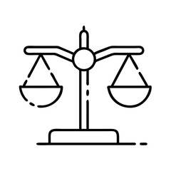 Scales of justice icon in minimal line art style for Human Rights Day  
