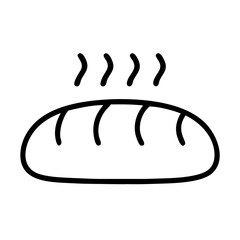 Simple outline of a loaf of bread with steam rising above it  