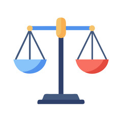Balanced scales icon representing justice and equality concept  