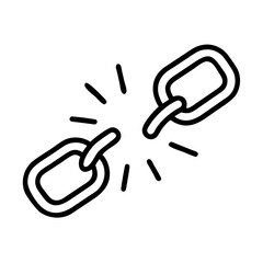 Breaking chain link icon symbolizing justice and human rights  