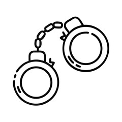 Handcuffs icon linked together representing justice and human rights  
